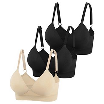Womens 3 pc Wireless Deep V Seamless Comfort Bralette Pack