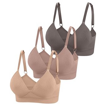 Womens 3 pc Wireless Deep V Seamless Comfort Bralette Pack