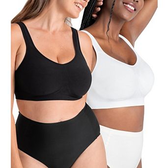 Womens 2-Pack Full Coverage Wirefree Bralette Medium Support Comfort
