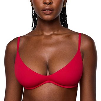 Womens Unlined Plunge Underwire Balconette Bra Soft Support Comfort