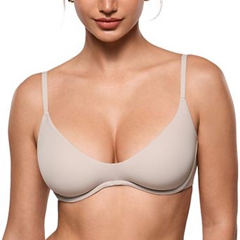 Womens Unlined Plunge Underwire Balconette Bra Soft Support Comfort