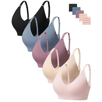 Women Wireless Deep V Bralettes Ribbed Soft Comfort Adjustable Straps Removable Pads
