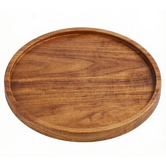 10" Wood Turntable Organizer for Cabinet, Round Serving Tray Decorative Tray Vintage Centerpiece