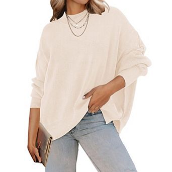 Womens Winter Oversized Striped Ribbed Sweater