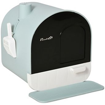 PawHut Cat Litter Box with Lid, Covered Litter Box for Indoor Cats with Tray, Scoop, Filter