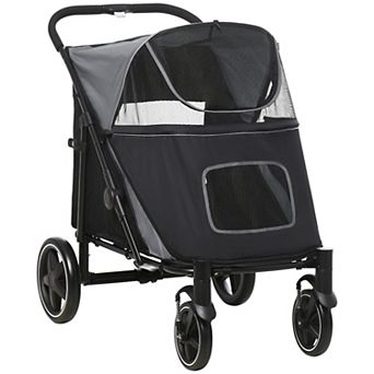 PawHut One-Click Foldable Doggy Stroller for Medium Large Dogs, Pet Stroller with Storage