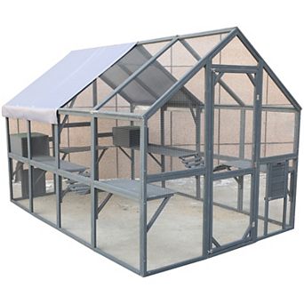 Cat Run Large Cat Enclosure Wooden Cat Catio Outdoor Kitty House with Bridges, Walks
