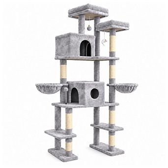 78.7 in Tall Multi-Cat Cat Tree Tower with Double Condos, 2 Plush Hammock, Sisal Scratching Posts