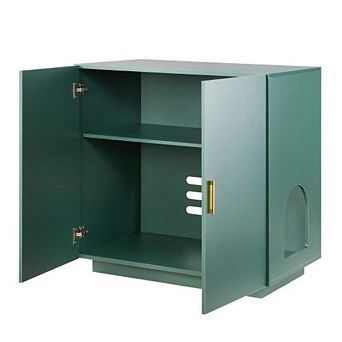Cat Litter Box Enclosure, 31.5 in Hidden Litter Box Cabinet, Wooden Indoor Cat Washroom