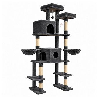 78.7 in Tall Multi-Cat Cat Tree Tower with Double Condos, 2 Plush Hammock, Sisal Scratching Posts