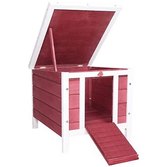 PawHut Small Wooden Rabbit Hutch Bunny Cage Guinea Pig Cage Duck House Dog House with Openable