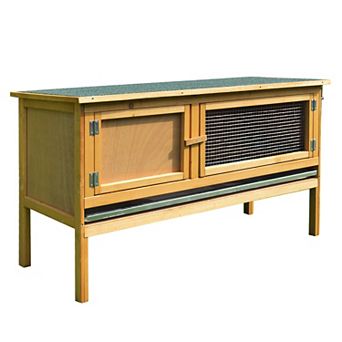 Wooden Rabbit Hutch Bunny Cage with Openable Waterproof Roof