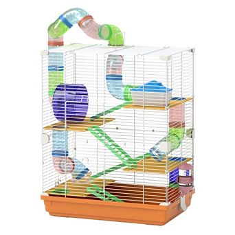 18" 5 tier Hamster Cage with Tubes and Tunnels, Small Animal Cage with Portable Carry Handle