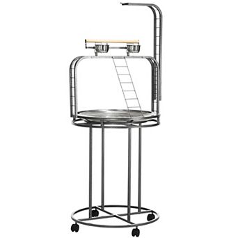 Parrot Stand Large Bird Perch Stand with Toy Hook & 3 Ladders