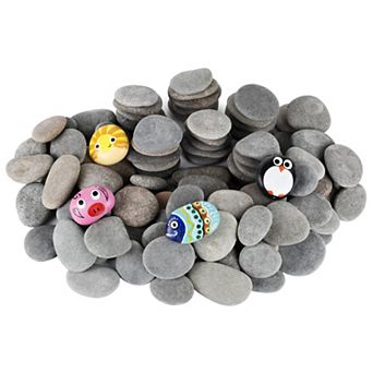 100 pc 2 to 3 inch flat smooth river rocks for painting arts crafts garden decor family activity