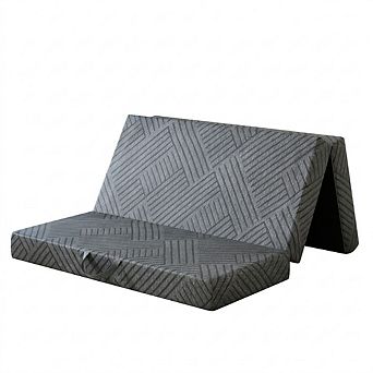 6" Grey Tri-Fold Memory Foam Mattress with Washable Cover/Handle, Foldable Mattress