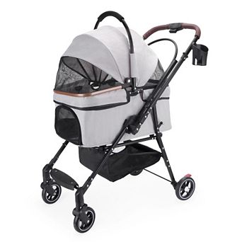 4-Wheel Foldable Pet Stroller for Dogs & Cats 360° Rotating Wheels
