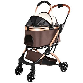 Pet Stroller for Dogs and Cats, 2-in-1 Detachable Foldable 4 Wheels Pet Stroller