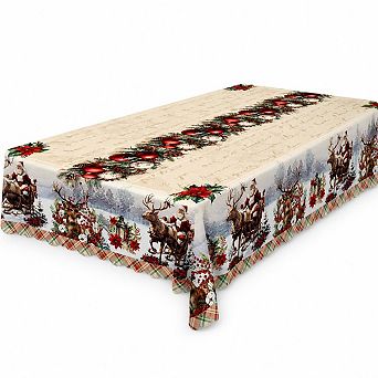 Christmas Tablecloth Machine Washable Table Cloths Elegant Table Cover for Holiday Dining
