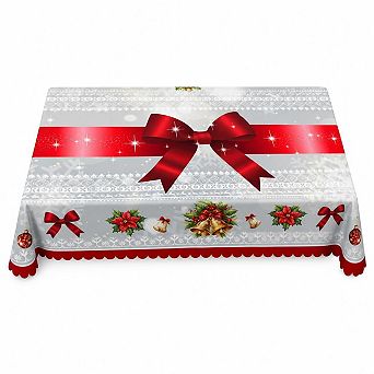 Christmas Tablecloth Machine Washable Table Cloths Elegant Table Cover for Holiday Dining