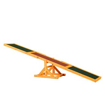 PawHut Wooden Dog Agility Seesaw for Training and Exercise, Platform Equipment Run Game Toy