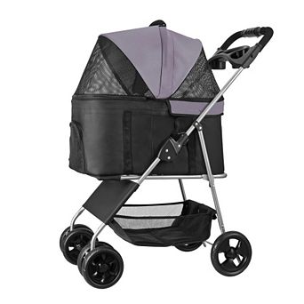 Pet Stroller Foldable 4 Wheels Dog Stroller