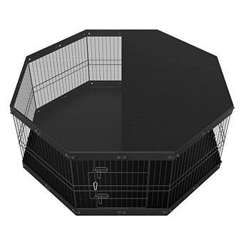 Dog Playpen, 8 Panels Foldable Metal Dog Exercise Pen with Top Cover and Bottom Pad