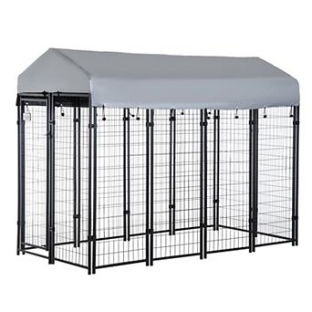PawHut 8' x 4' x 6' Dog Playpen Outdoor, Dog Kennel Dog Exercise Pen with Lockable Door