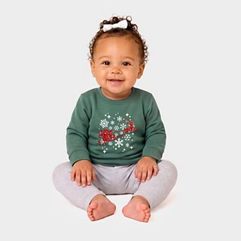 Santa Sleigh Glitter - Infant Crew Fleece Sweatshirt