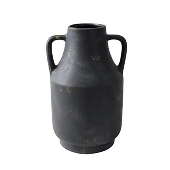 11 in Tall Ceramic Flower Vase with Handles, Rustic Farmhouse Pottery Vases Decorative Large Vases