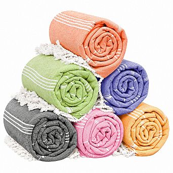 6-Pack Quick Dry Sand Free Cotton Towels For Pool Beach Travel Gym