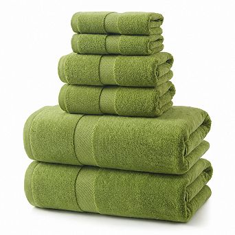 6 pc Ultra Soft Cotton Towel Set Highly Absorbent Durable Machine Washable