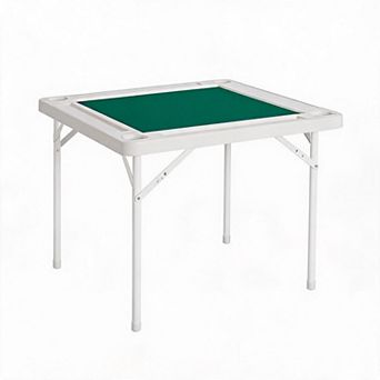 Mahjong Table, 4 Player Folding Card Table with Cup Holders, Chip Trays & Wear
