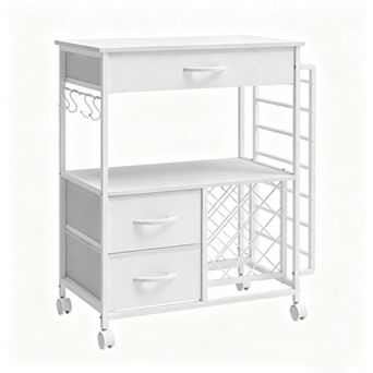 Rolling Storage Cart with Drawers Utility Stand Table for Workshop, Craft Room