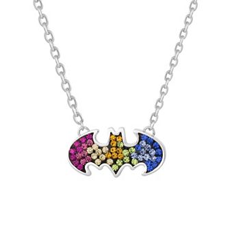 DC Comics Batman Stainless Steel Crystal Necklace, Official License