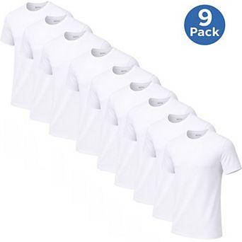 Men's Classic 100% Cotton Short Sleeve Crew Neck Undershirts 9 Pack
