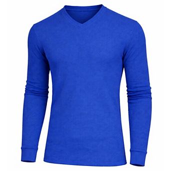 Galaxy By Harvic Men's Long Sleeve Waffle-Knit V-Neck Thermal Shirt