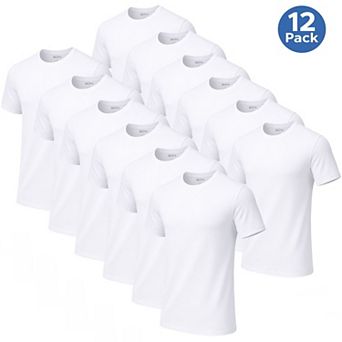 Men's Classic 100% Cotton Short Sleeve Crew Neck Undershirts 12 Pack
