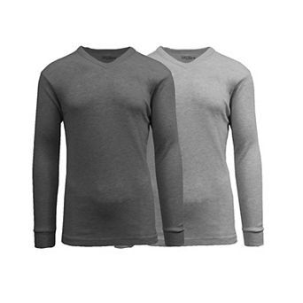 Galaxy By Harvic Men's Long Sleeve Waffle-Knit V-Neck Thermal Shirt-2 Pack