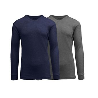 Galaxy By Harvic Men's Long Sleeve Waffle-Knit V-Neck Thermal Shirt-2 Pack