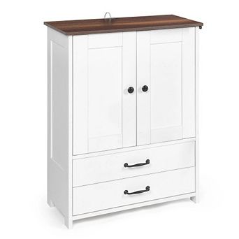 Dog feeding station, double door locker with 2 adjustable dog bowls, 3 hooks on right side