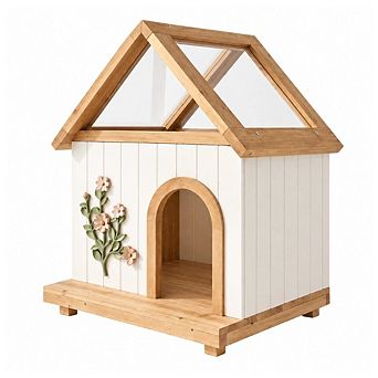 Daisy FSC-Certified Cedar Cat House with Acrylic Roof Indoor Outdoor Wooden Pet Shelter