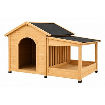 60.2" Large Outdoor Dog House with Insulated Liner for Winter Waterproof Dog Kennel