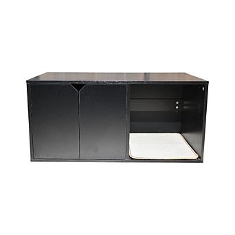 Modern Wooden Cat House with Scratching Pad , Cat Litter Box Enclosure