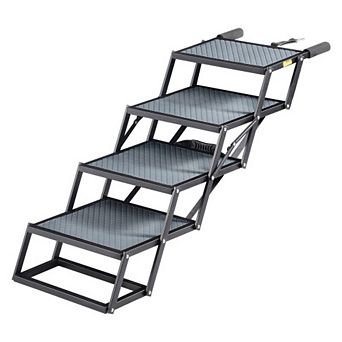 Dog Stairs for Car, 4 Steps Extra Wide Foldable Dog Ramp for Large Dogs with Non-Slip Surface