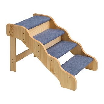 Wood Pet Stairs, 4-Step Dog Stairs for High Beds, Sofa & Cars, 150lbs Load Capacity