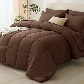 Oversized King 7 pc Bed In A Bag Microfiber Down Alternative Bedding Set