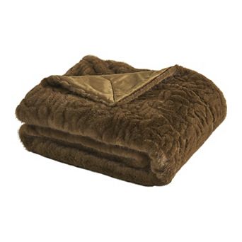 Home Soft Things Faux Fox Fur Embossed Throw Blanket