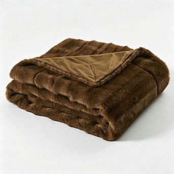 Home Soft Things Mink Faux Fur Striped Throw Blanket