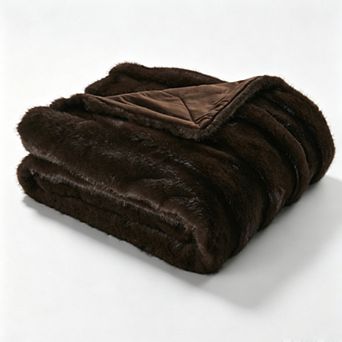 Home Soft Things Layered Striped Faux Fur Throw Blanket